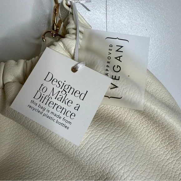 Anthropologie - Mali + Lili Nala Scrunched Faux Leather Bag Ivory Crossbody NWT - Picture 7 of 13